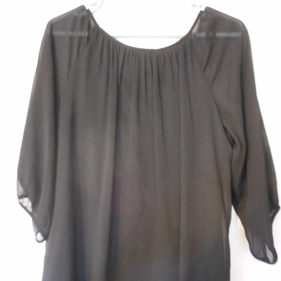 AGB Sz M Sheer Black Gold accents Blouse - Picture 7 of 8